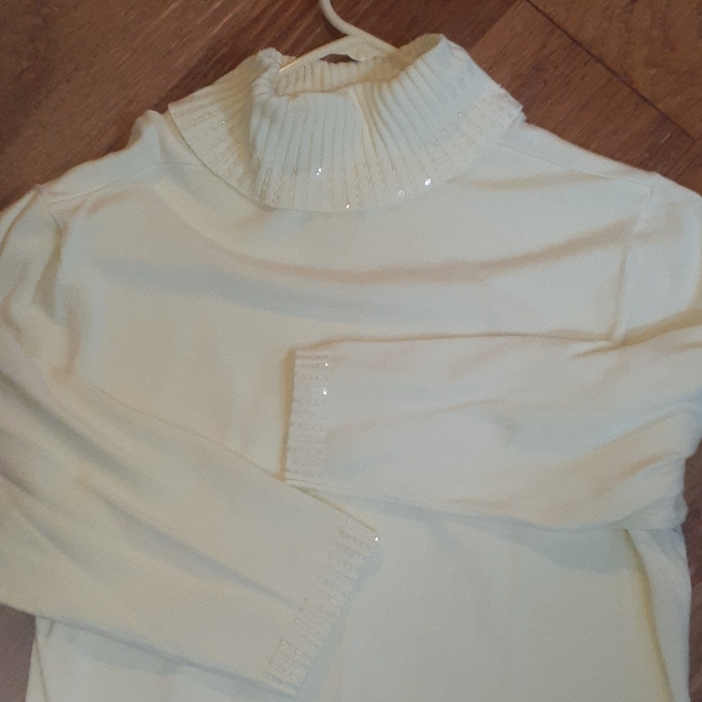 Apt. 9 Lemon Sequin Bead Turtleneck